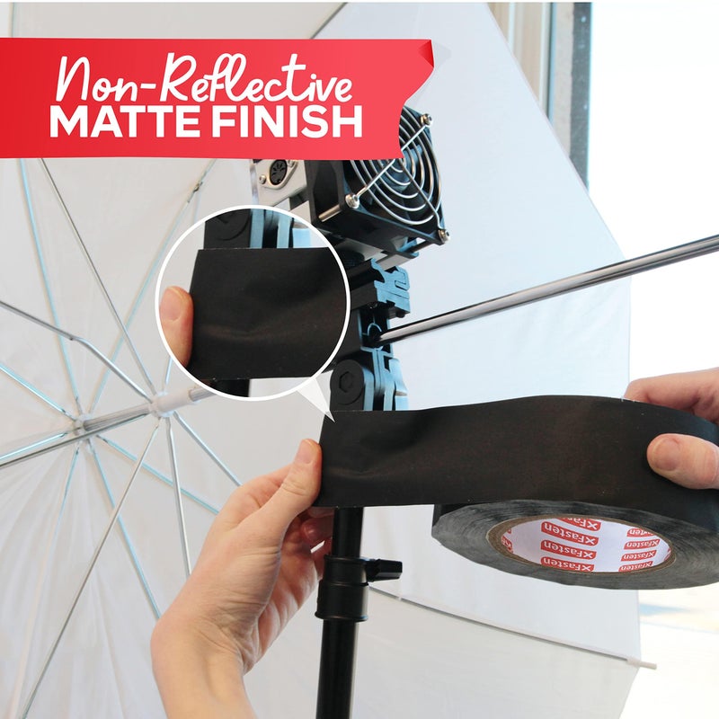 XFasten Black Gaffers Tape 2 Inch x 60 Yards (180 Feet) Residue-Free Matte Black Gaff Tape 2 Inch, Non-Reflective, Easy-to-Tear, Strong Adhesion for Floor Marking, Electrical Cords, Photography - Image 3